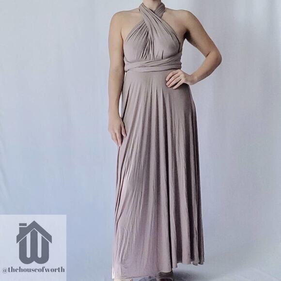 Lulu's Tricks of the Trade Maxi taupe dress - Picture 1 of 16